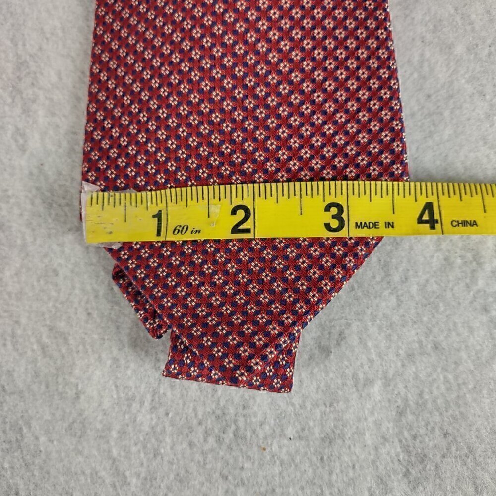 Club Room by Charter Club Burgundy,  White, Blue 100% U.S.A Made Silk Necktie - Picture 7 of 8